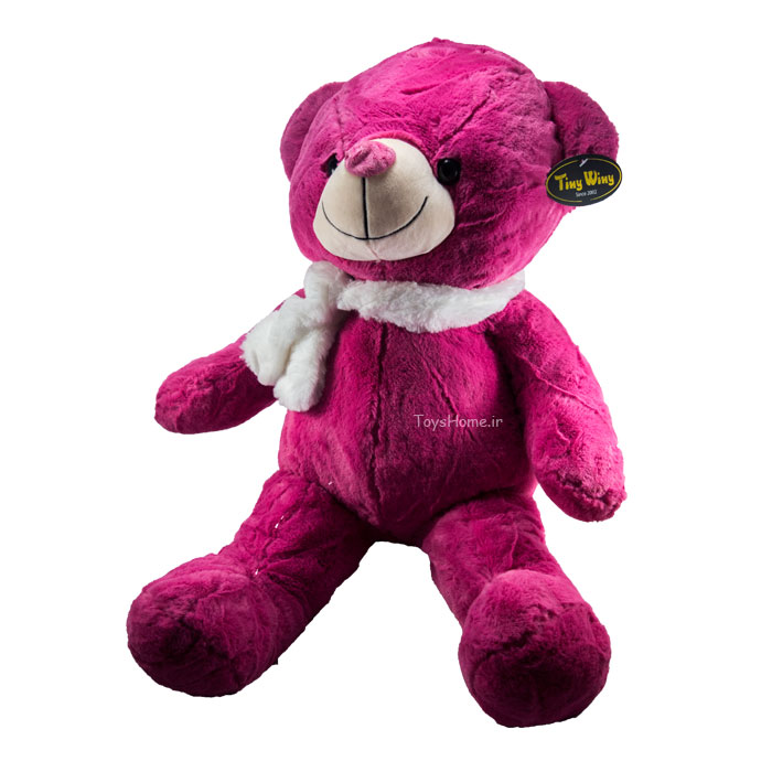 عروسک خرس سرخابی با شال گردن