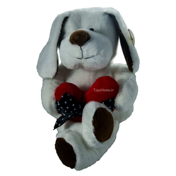 عروسک سگ قلب به دست سفید